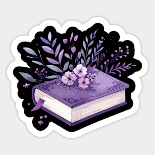 Purple Floral Book Sticker